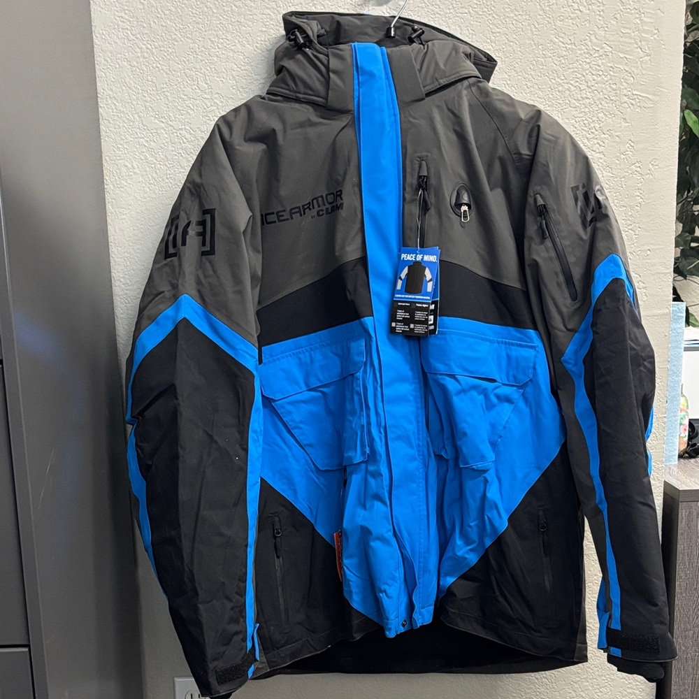 Men's Clam Icearmor Ascent Float Parka (Charcoal/Blue/Black) - Size 4XL